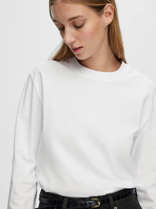 Camiseta blanca mujer de manga larga de algodón orgánico