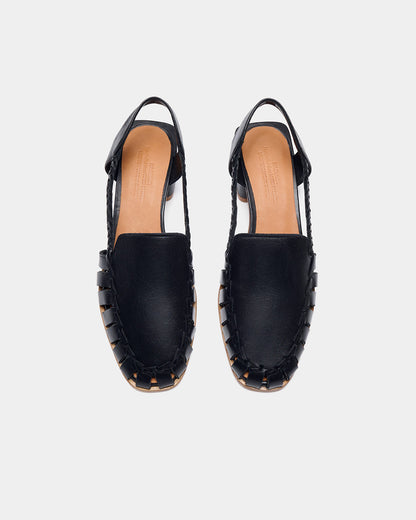 Open braided leather loafer