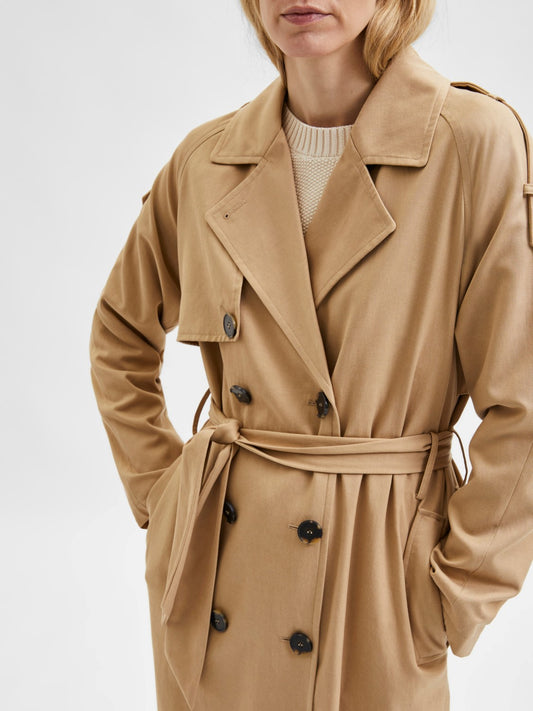 Basic trench coat with beige belt